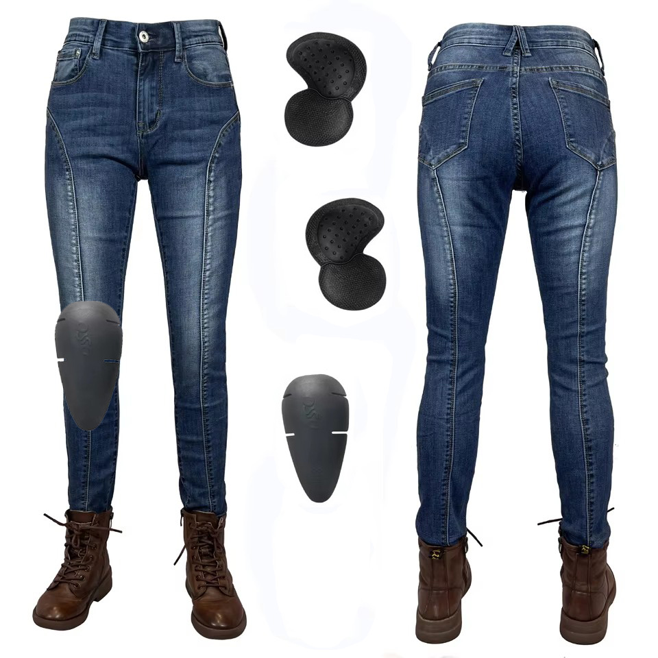 Motorcycle Gear Women Pants - Pantaloni da Moto per Donna Blu,
