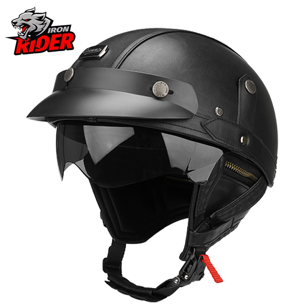 Motorcycle Gear Vintage - Casco mezzo moto nero Casco vintage